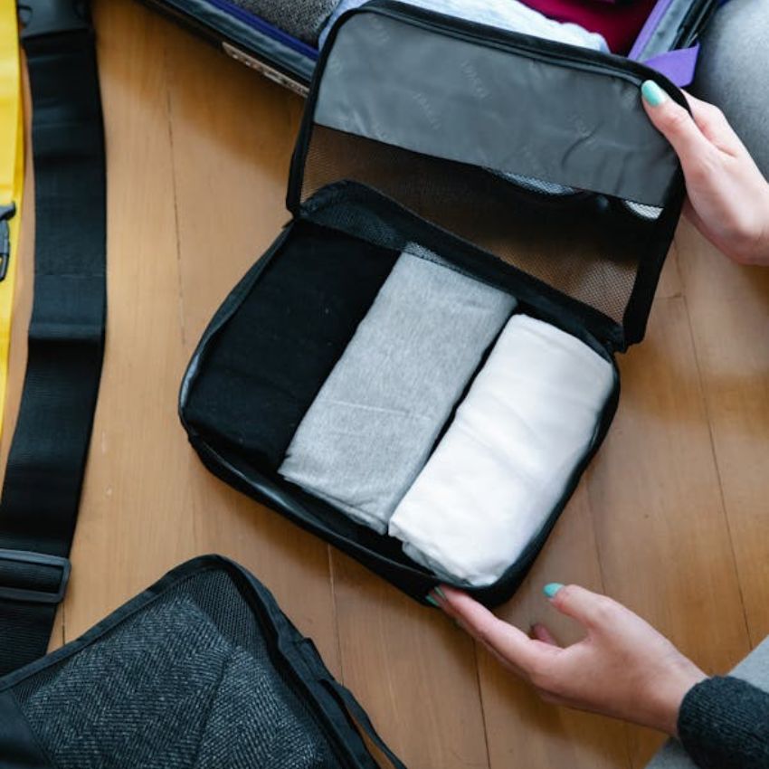 Packing cubes for organization on a backpacking trip